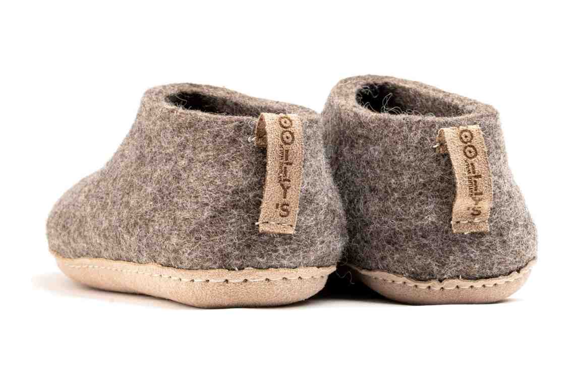 Indoor Shoes With Leather Sole - Natural Brown