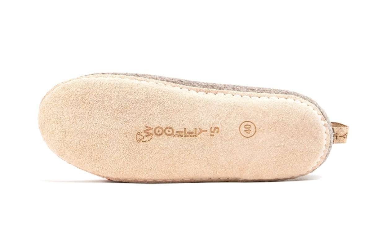 Indoor Shoes With Leather Sole - Natural Brown
