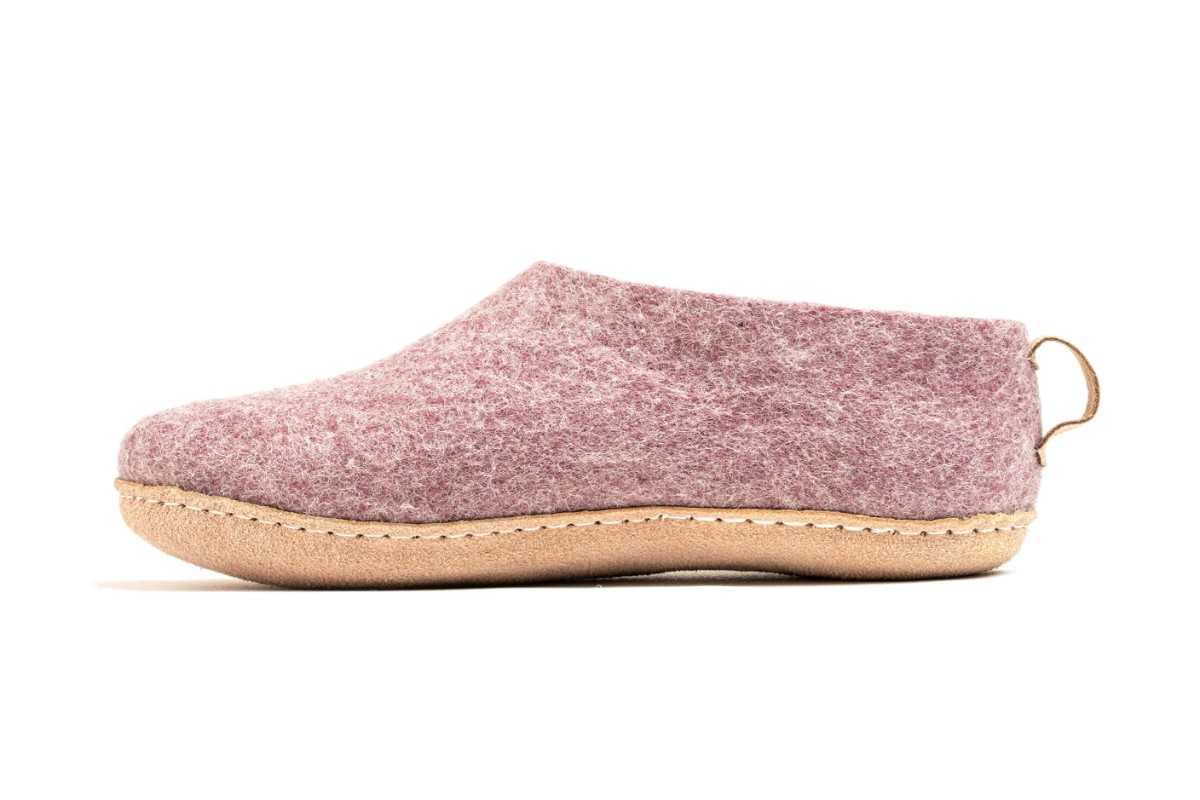 Indoor Shoes With Leather Sole - Lavender