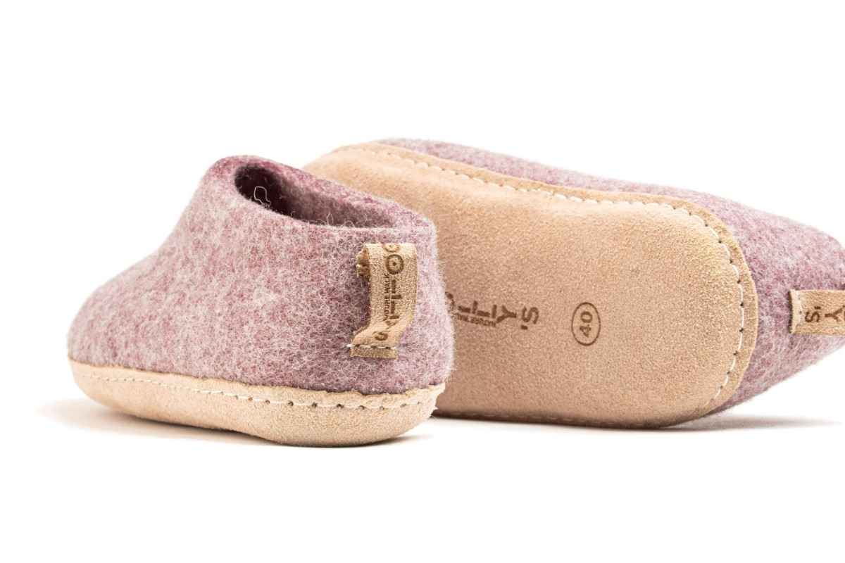 Indoor Shoes With Leather Sole - Lavender