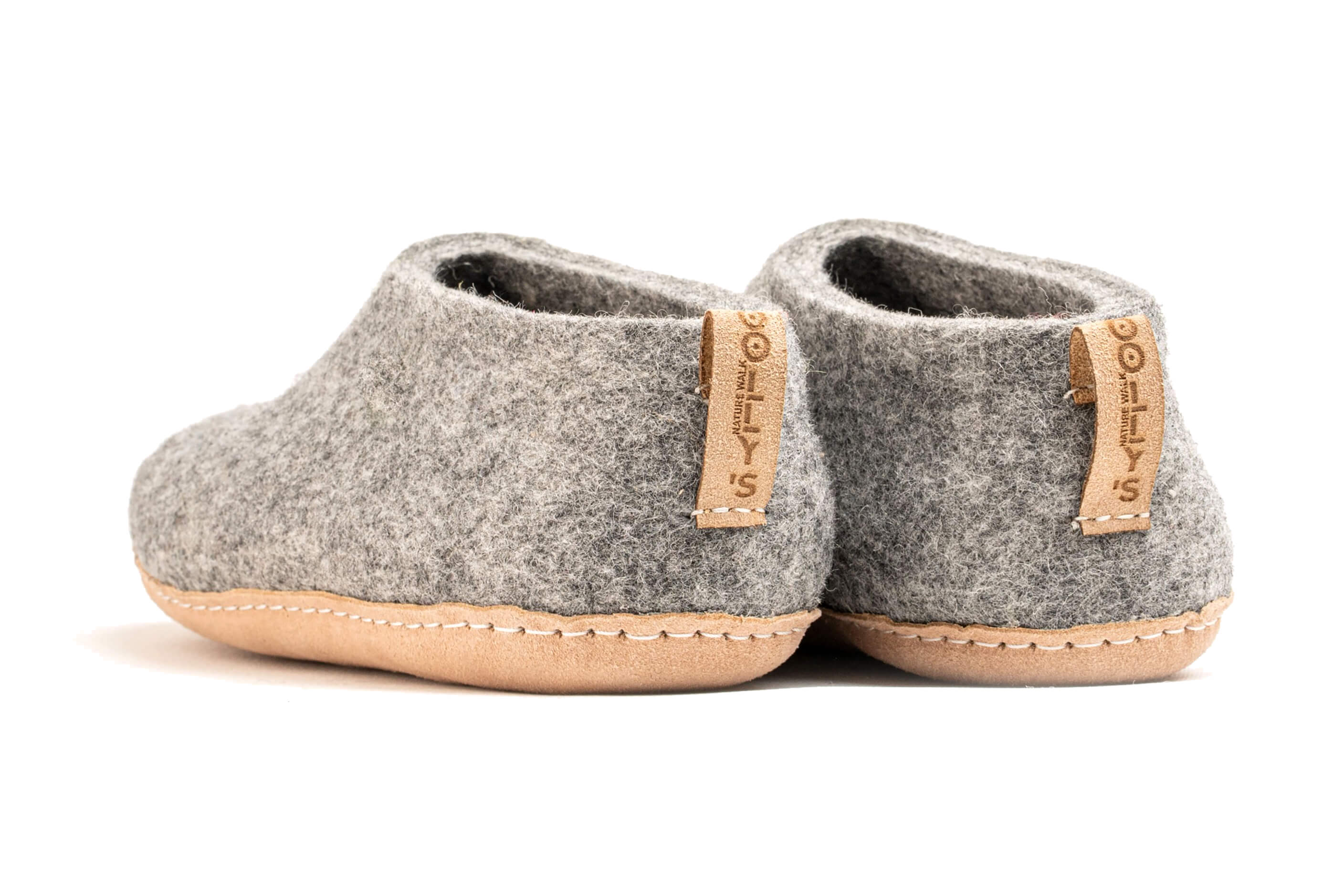 Indoor Shoes With Leather Sole - Natural Grey