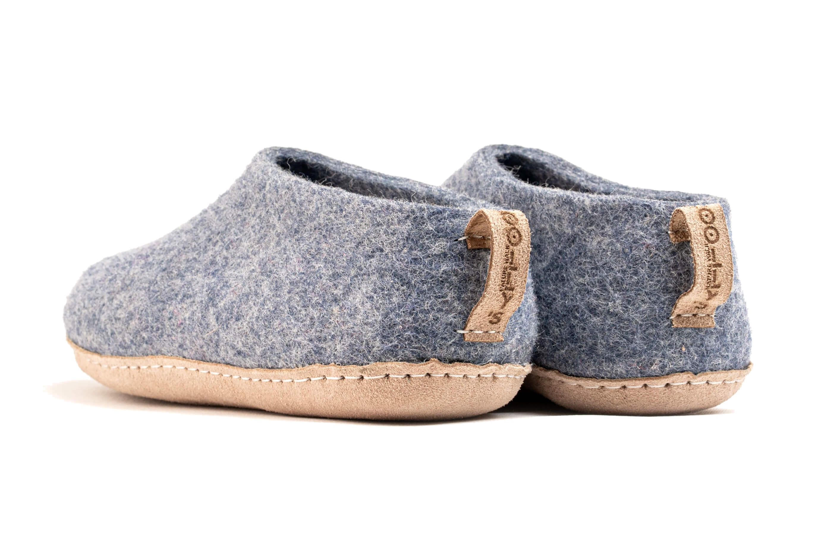 Indoor Shoes With Leather Sole - Denim