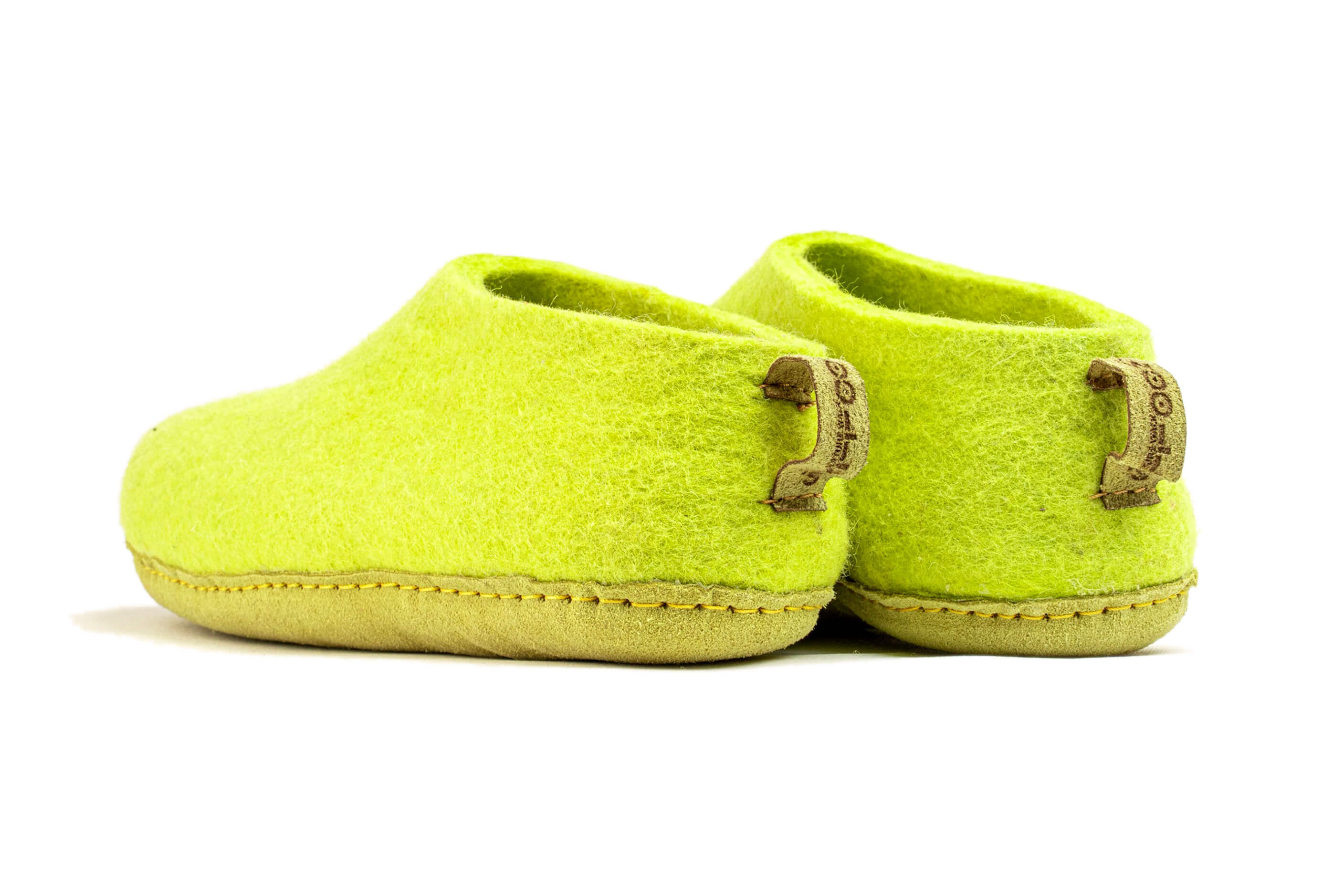 Indoor Shoes With Leather Sole-Lime Green
