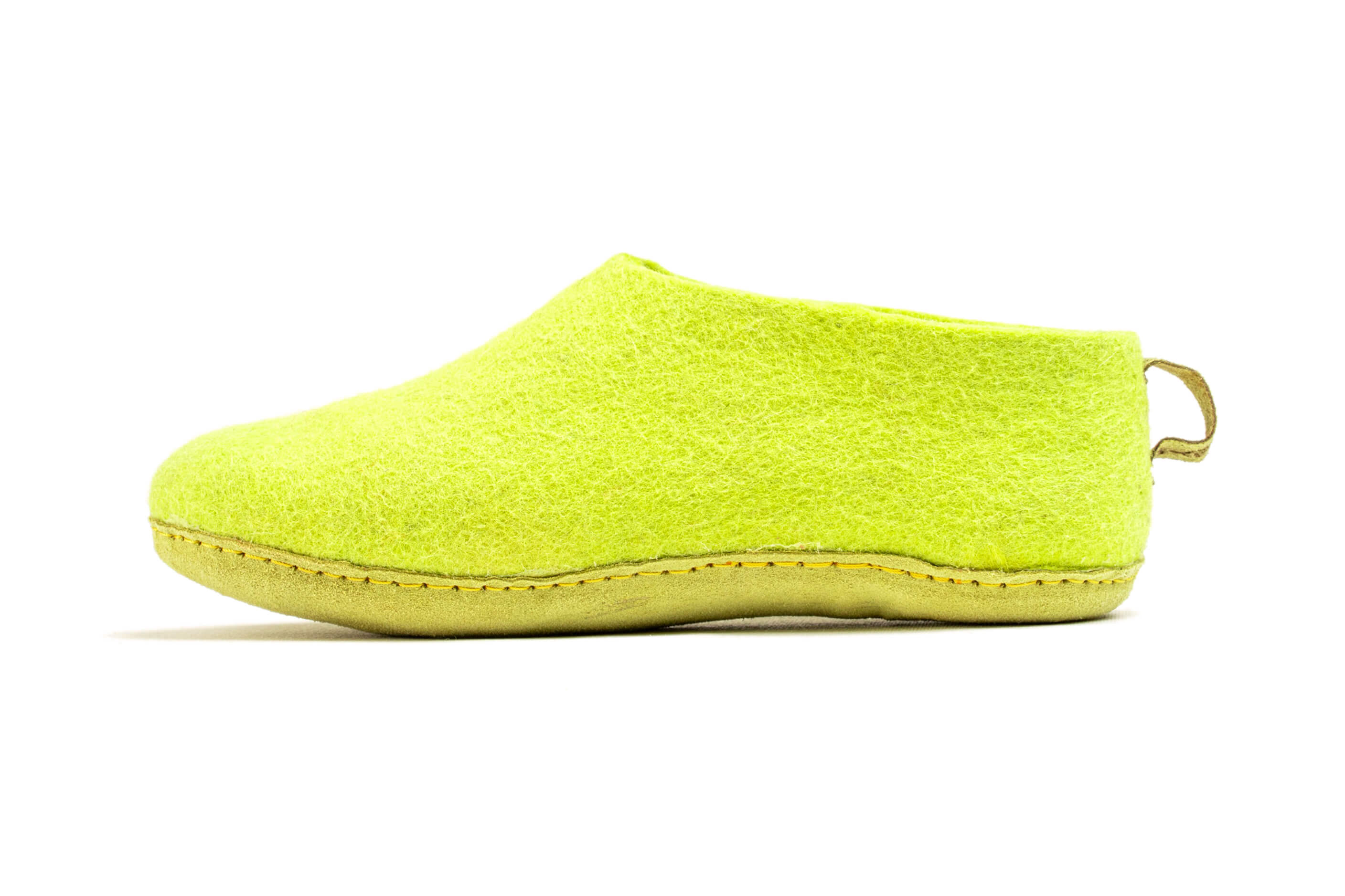 Indoor Shoes With Leather Sole-Lime Green