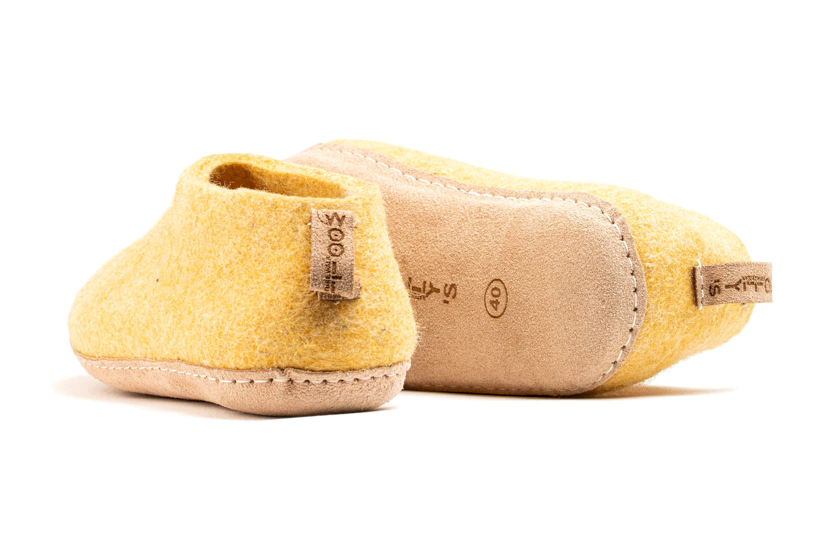 Indoor Shoes With Leather Sole - Mustard
