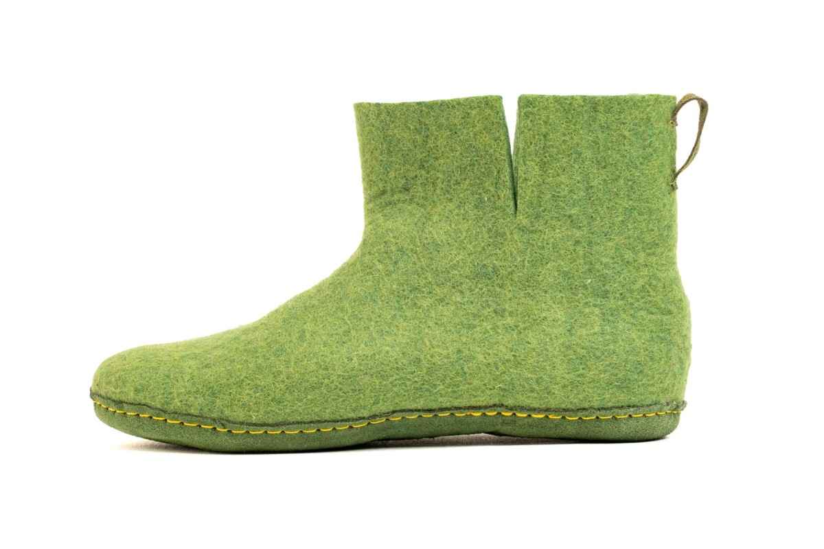 Bottes d'intérieur avec semelle en cuir-Vert