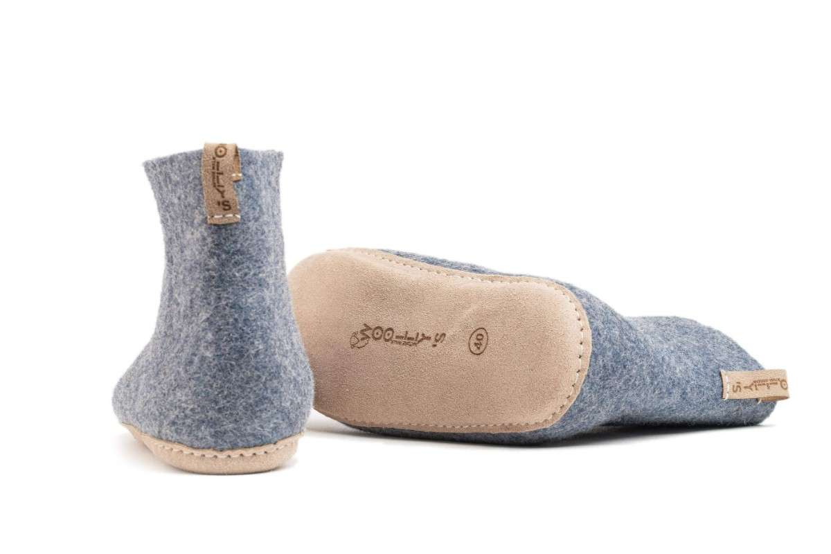 Indoor Boots With Leather Sole - Denim