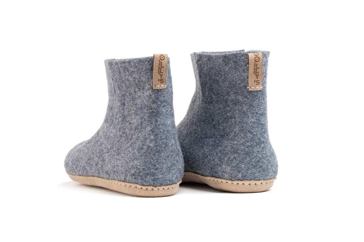 Indoor Boots With Leather Sole - Denim