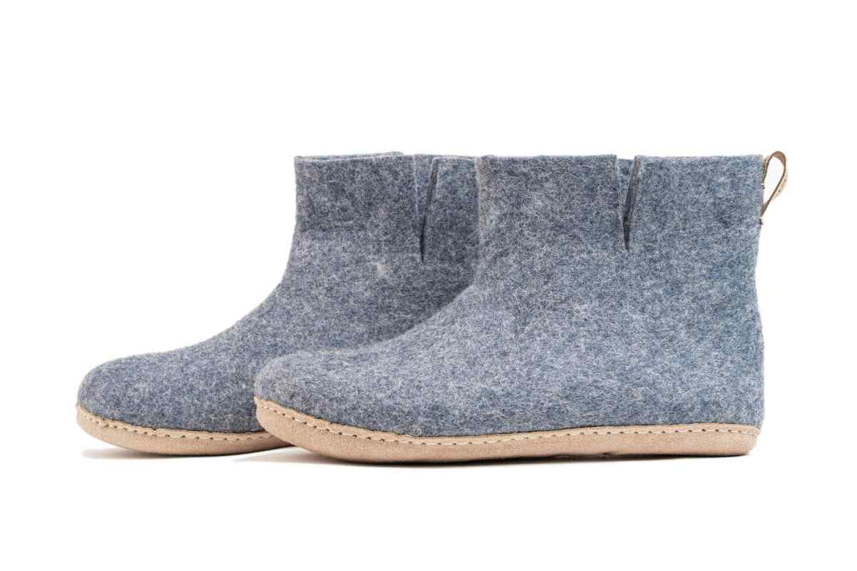 Indoor Boots With Leather Sole - Denim