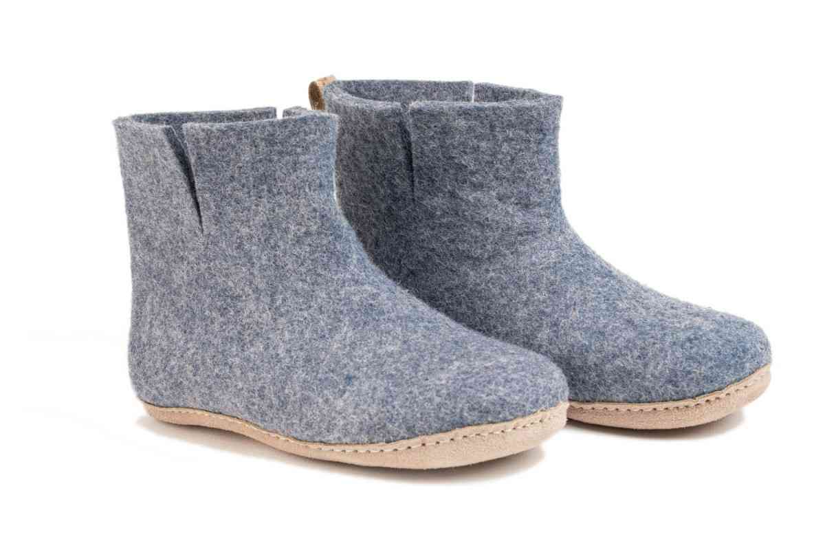 Indoor Boots With Leather Sole - Denim