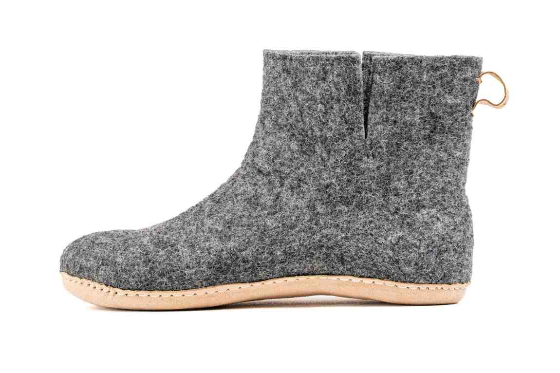 Bottes d'intérieur à semelles en cuir-Anthracite