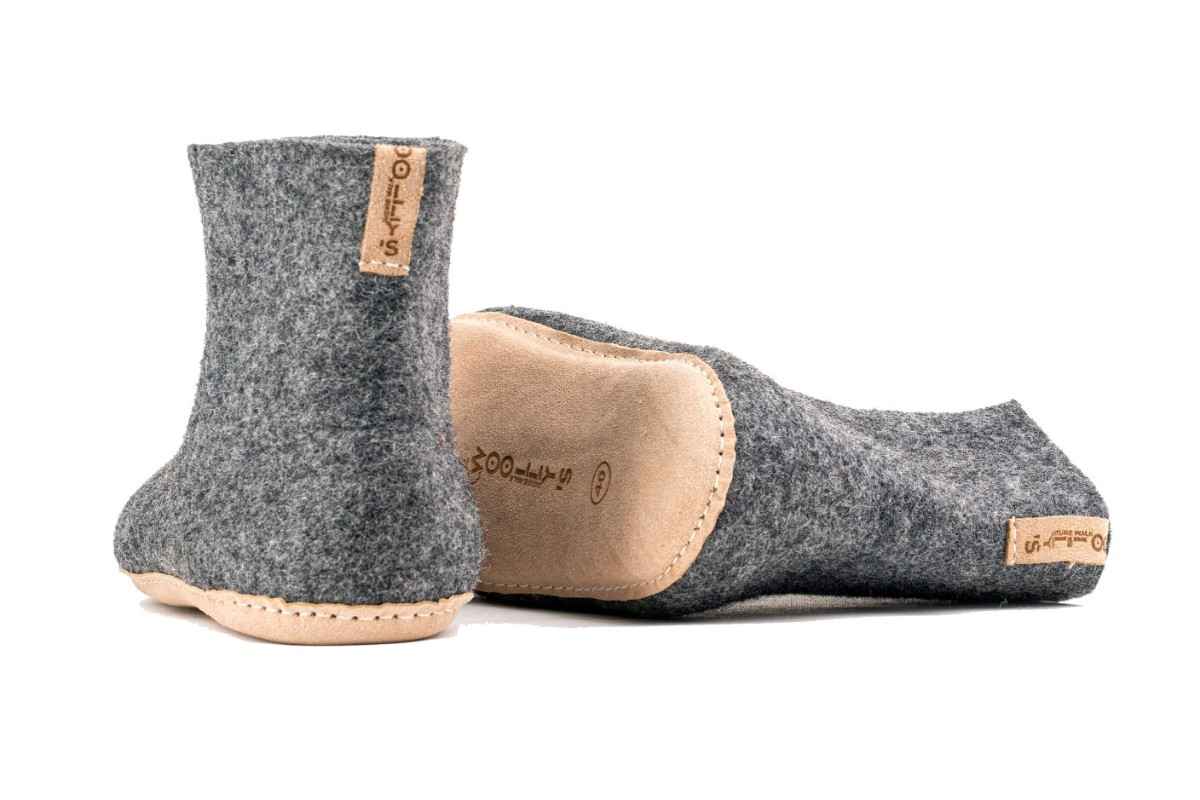 Bottes d'intérieur à semelles en cuir-Anthracite