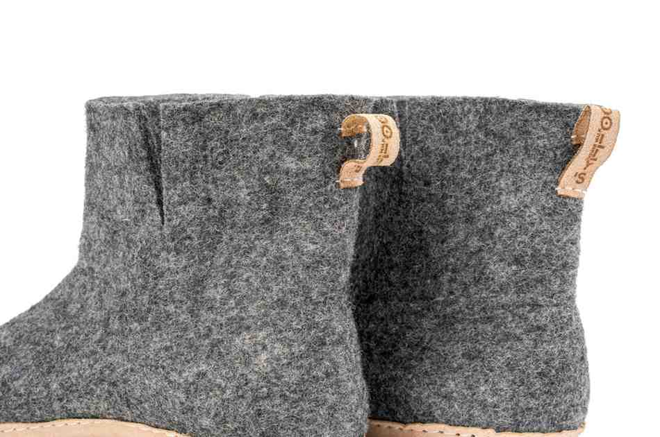 Bottes d'intérieur à semelles en cuir-Anthracite