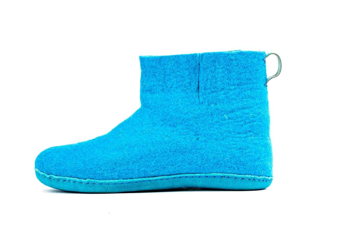 Botas de Interior con Suela de Cuero - Turquesa