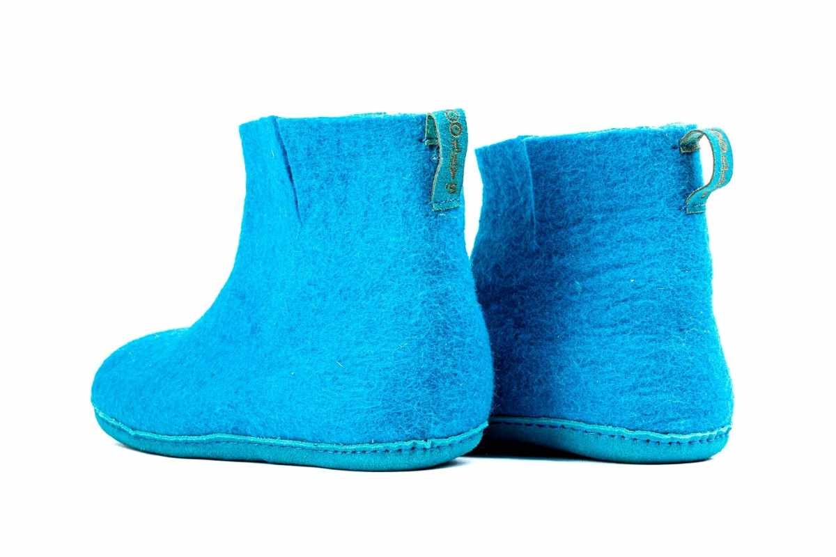 Botas de Interior con Suela de Cuero - Turquesa
