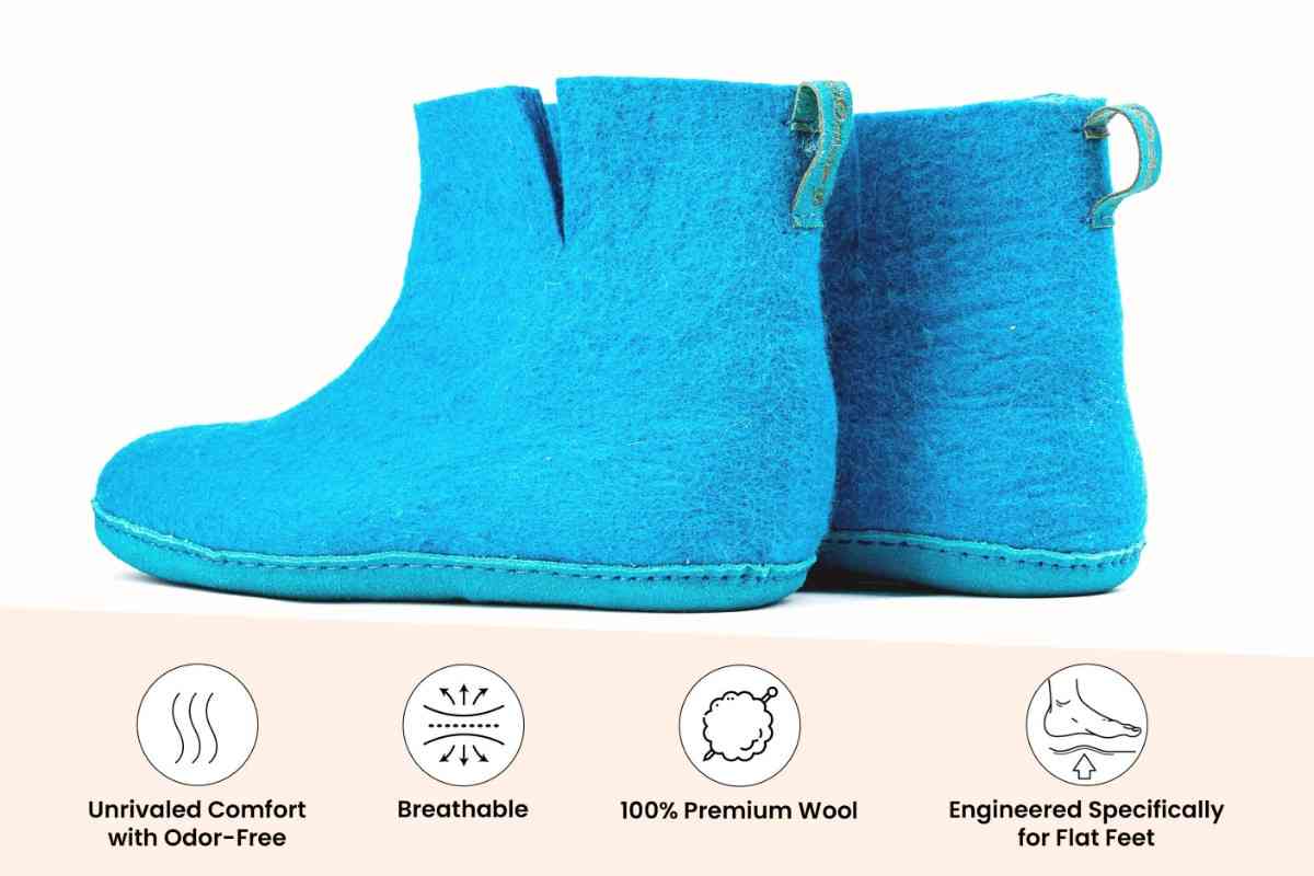 Botas de Interior con Suela de Cuero - Turquesa