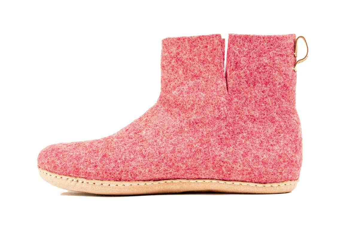 Indoor Boots With Leather Sole - Cherry Pink