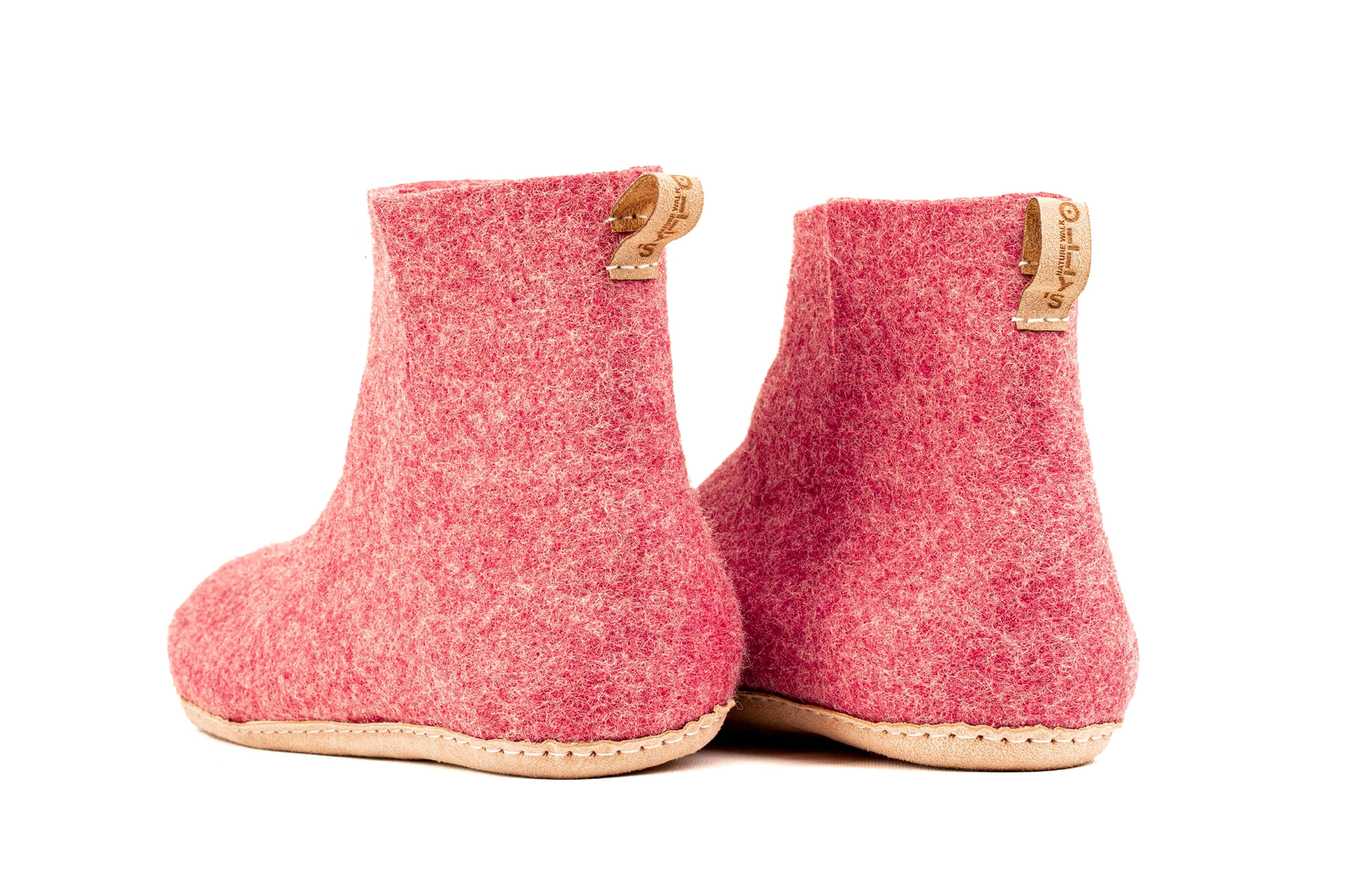 Indoor Boots With Leather Sole - Cherry Pink