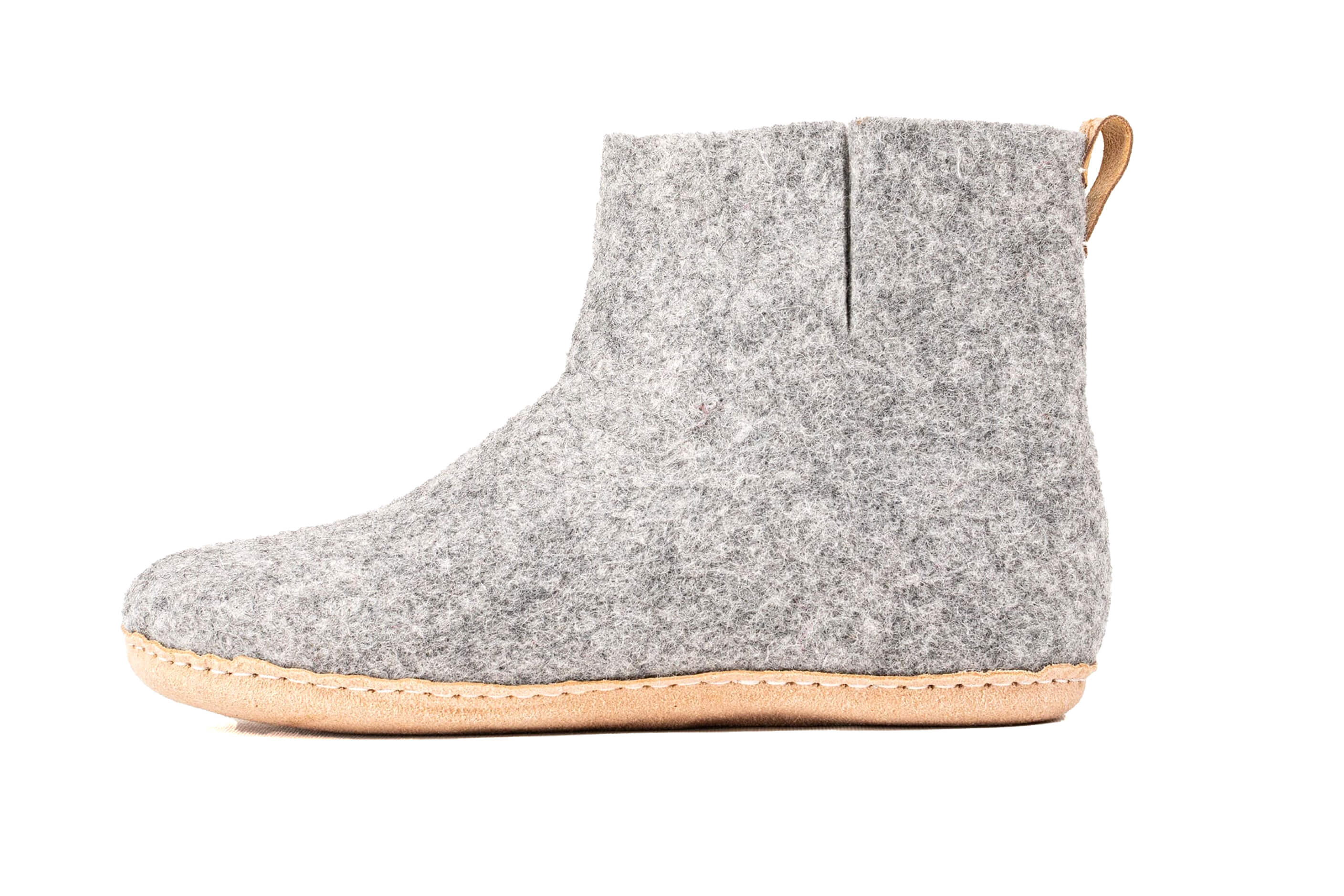 Indoor Boots With Leather Sole - Natural Grey
