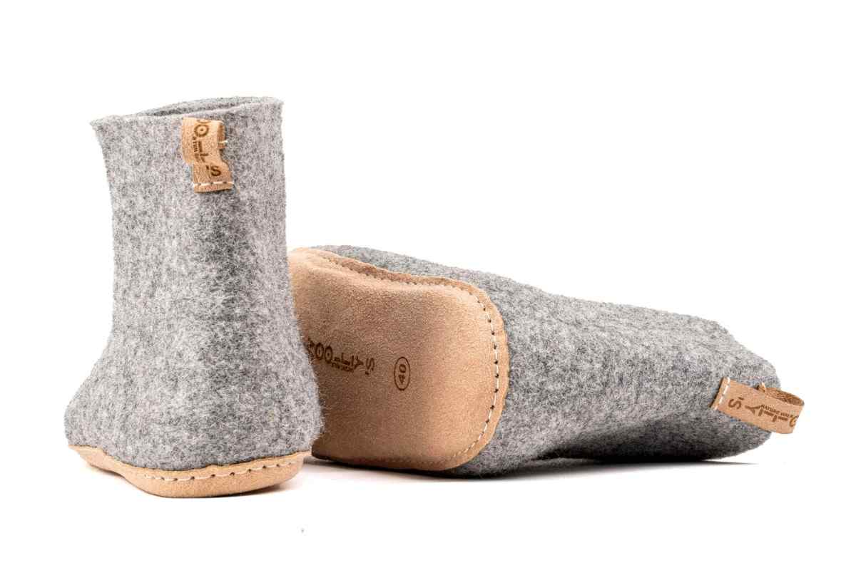 Stivali da interno con suola in pelle - Grigio naturale