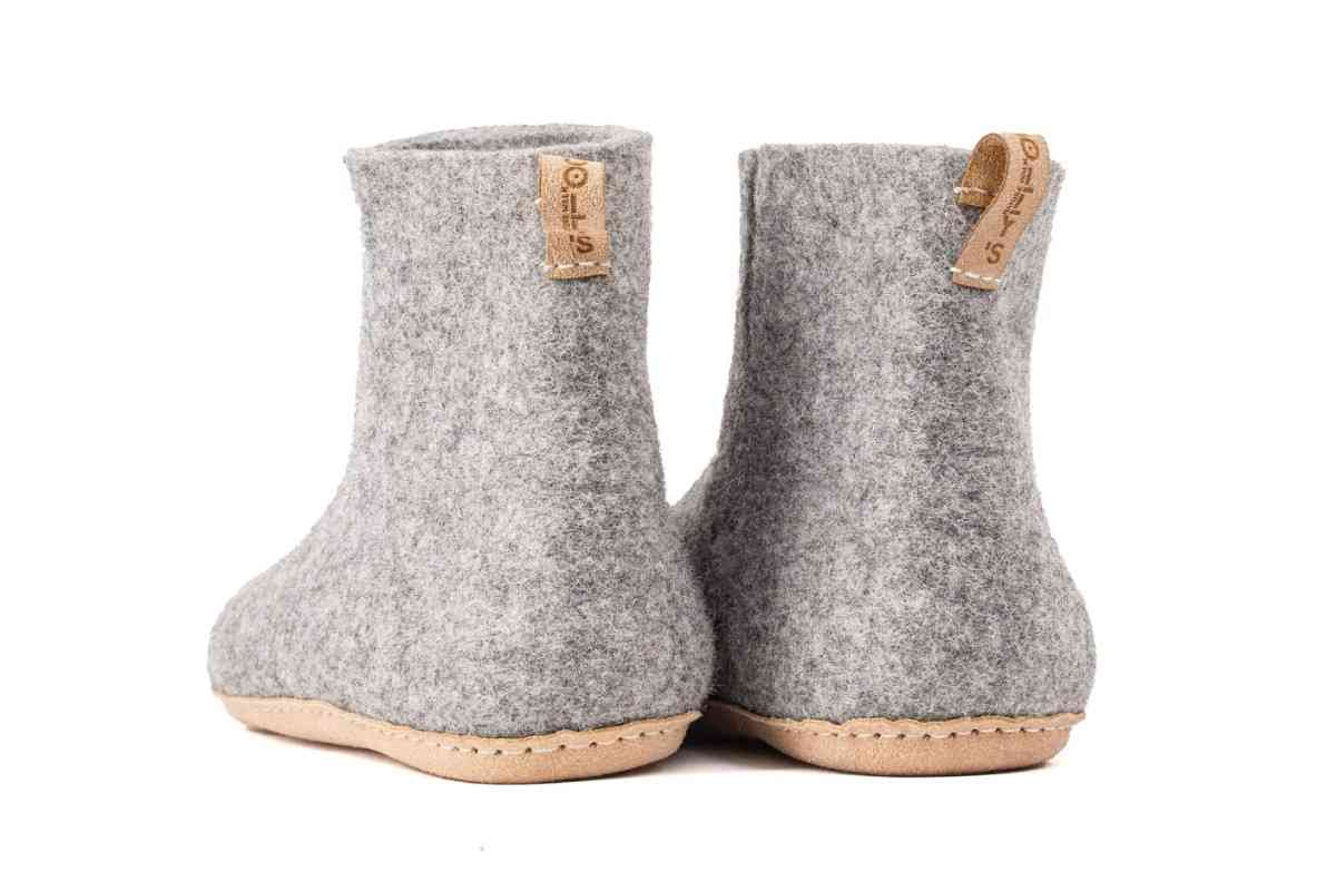 Stivali da interno con suola in pelle - Grigio naturale