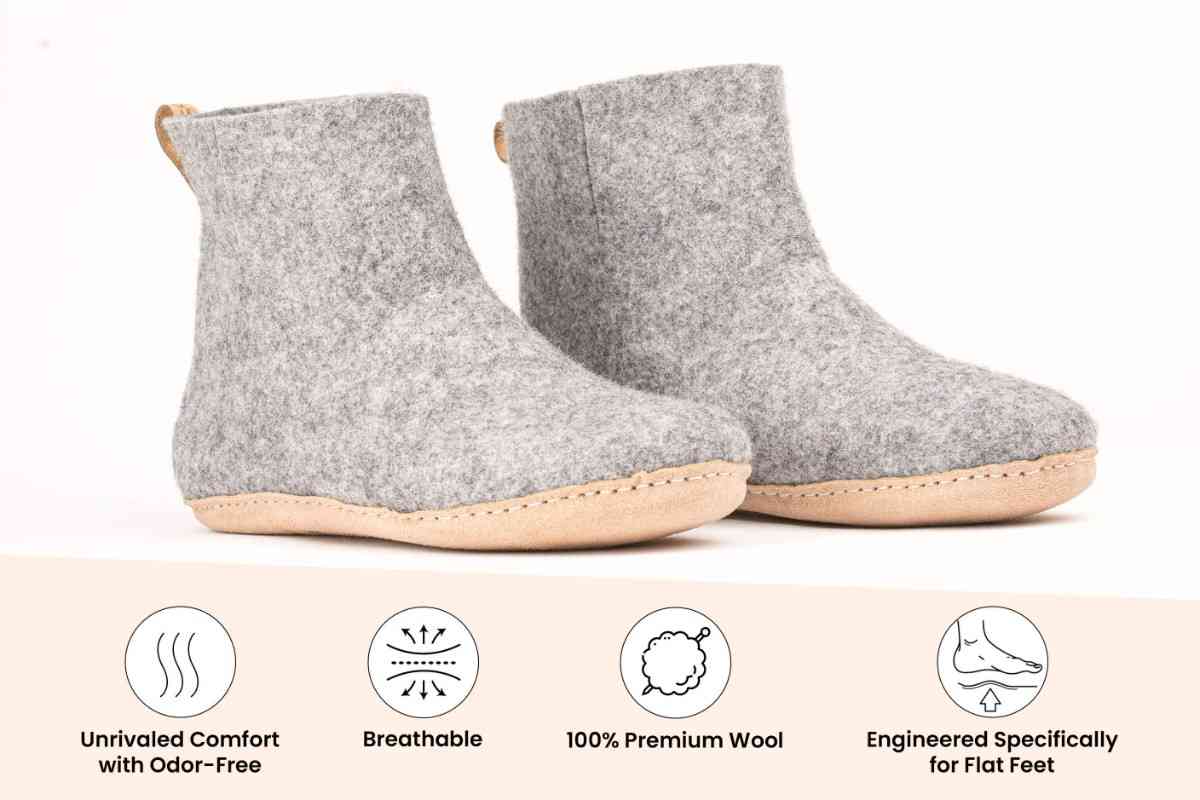 Stivali da interno con suola in pelle - Grigio naturale