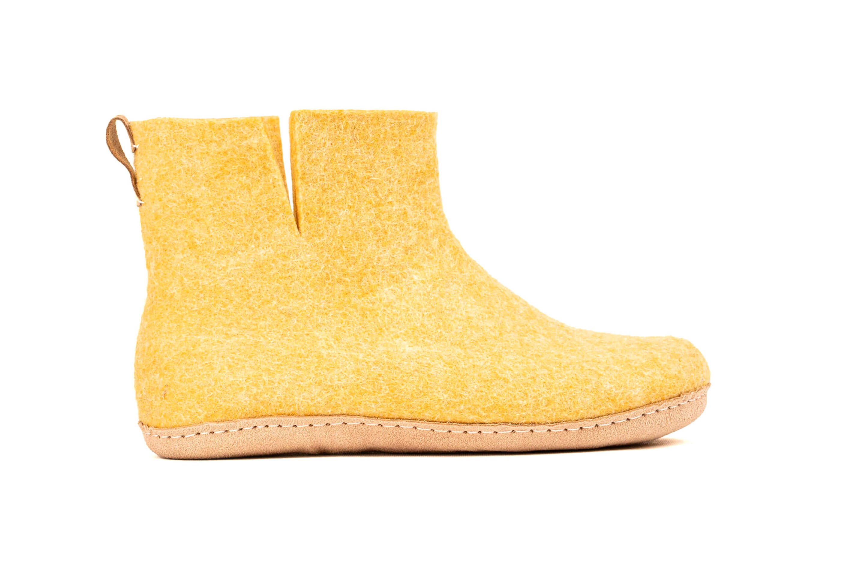 Indoor Boots With Leather Sole - Mustard