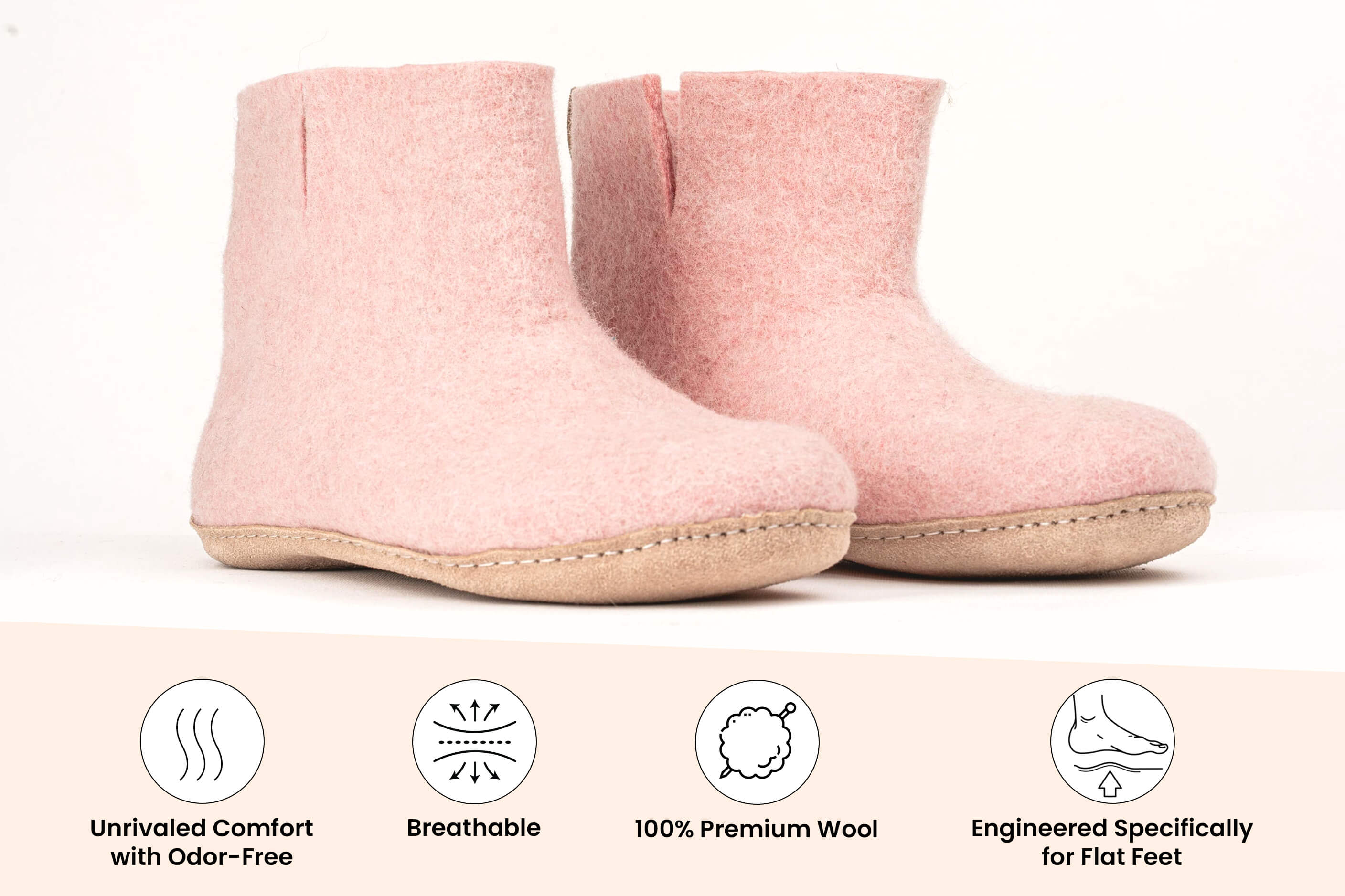 Indoor Boots With Leather Sole - Baby Pink