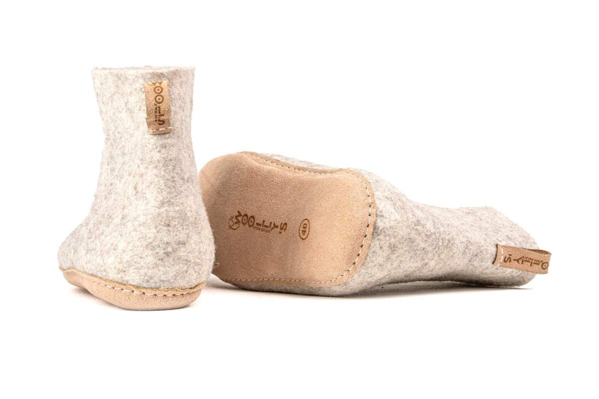 Stivali da interno con suola in cuoio - Marrone chiaro