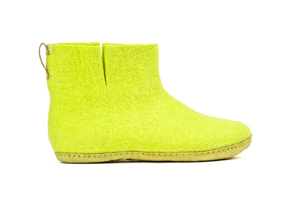 Bottes d'intérieur à semelles en cuir-Vert citron