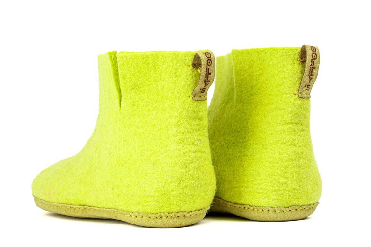Bottes d'intérieur à semelles en cuir-Vert citron
