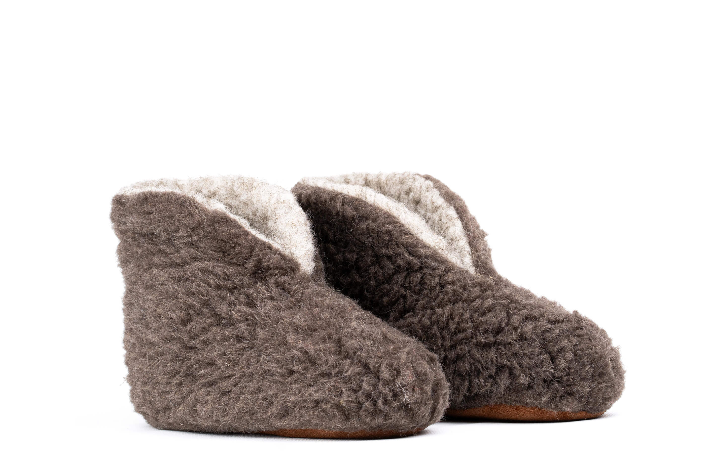 Sherpa Woollen Folding Shoes- Inside White /OutSide Mocha Brown