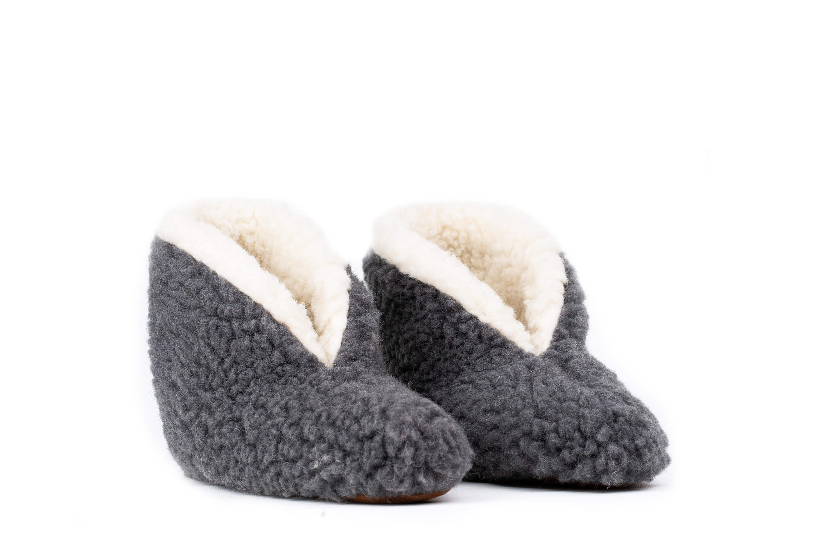 Sherpa Woollen Folding Shoes - Inside White /Outside Grey - Stylish Sherpa Shoes