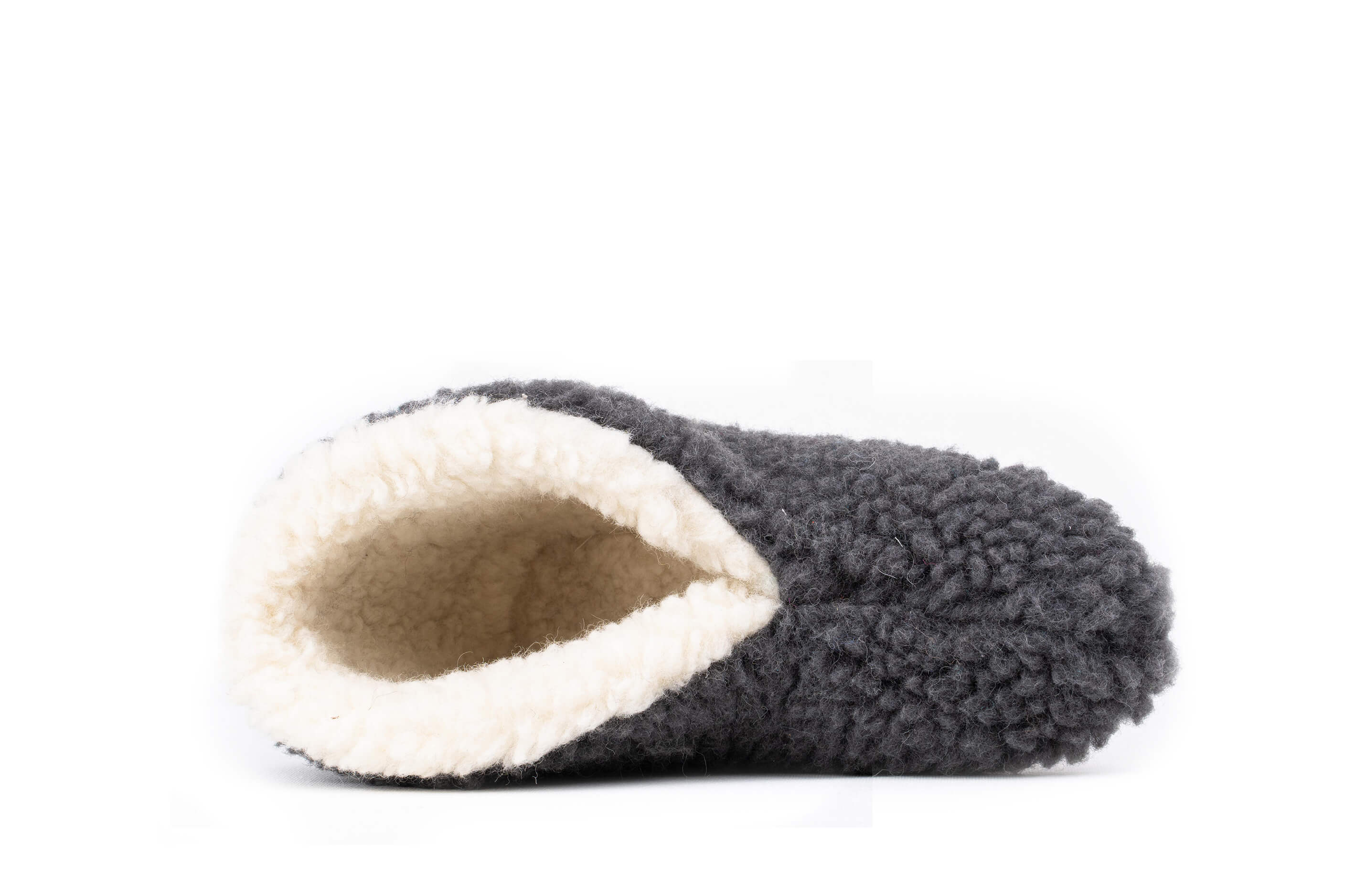 Sherpa Woollen Folding Shoes - Inside White /Outside Grey