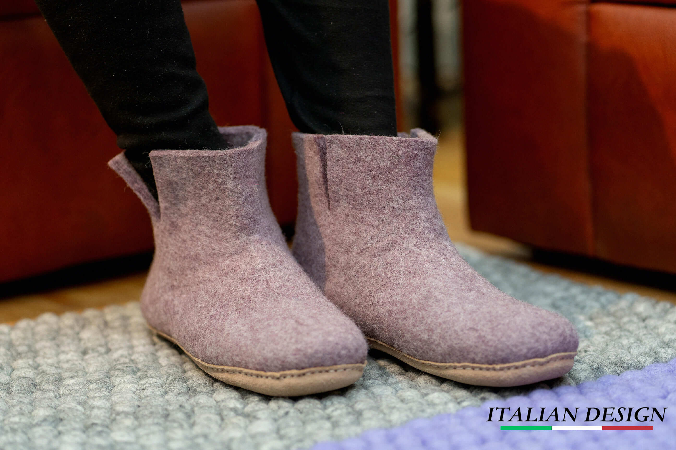 Indoor Boots With Leather Sole - Lavender