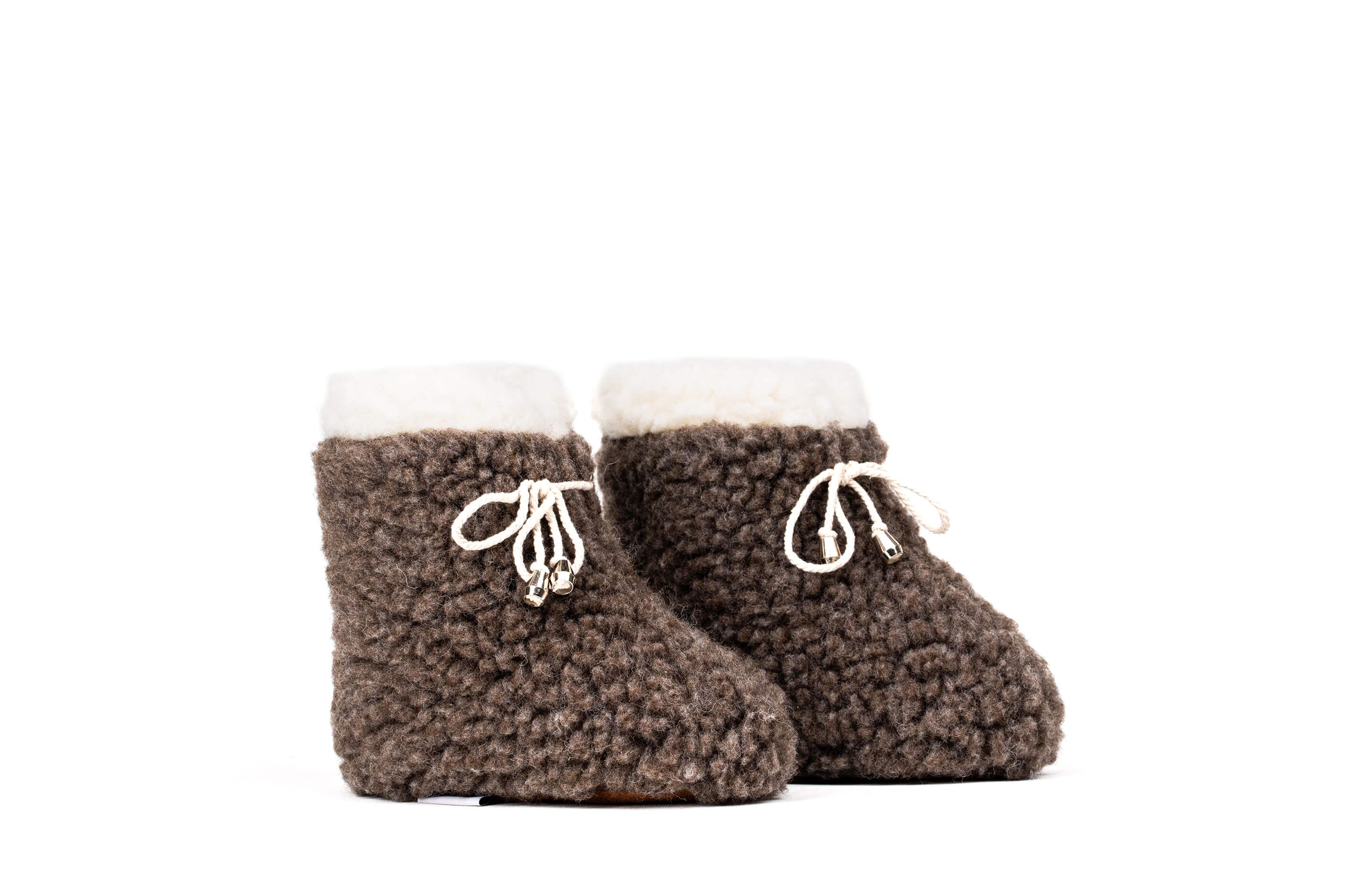 Sherpa Woollen Kids Boots - Inside White /Outside Mocha Brown