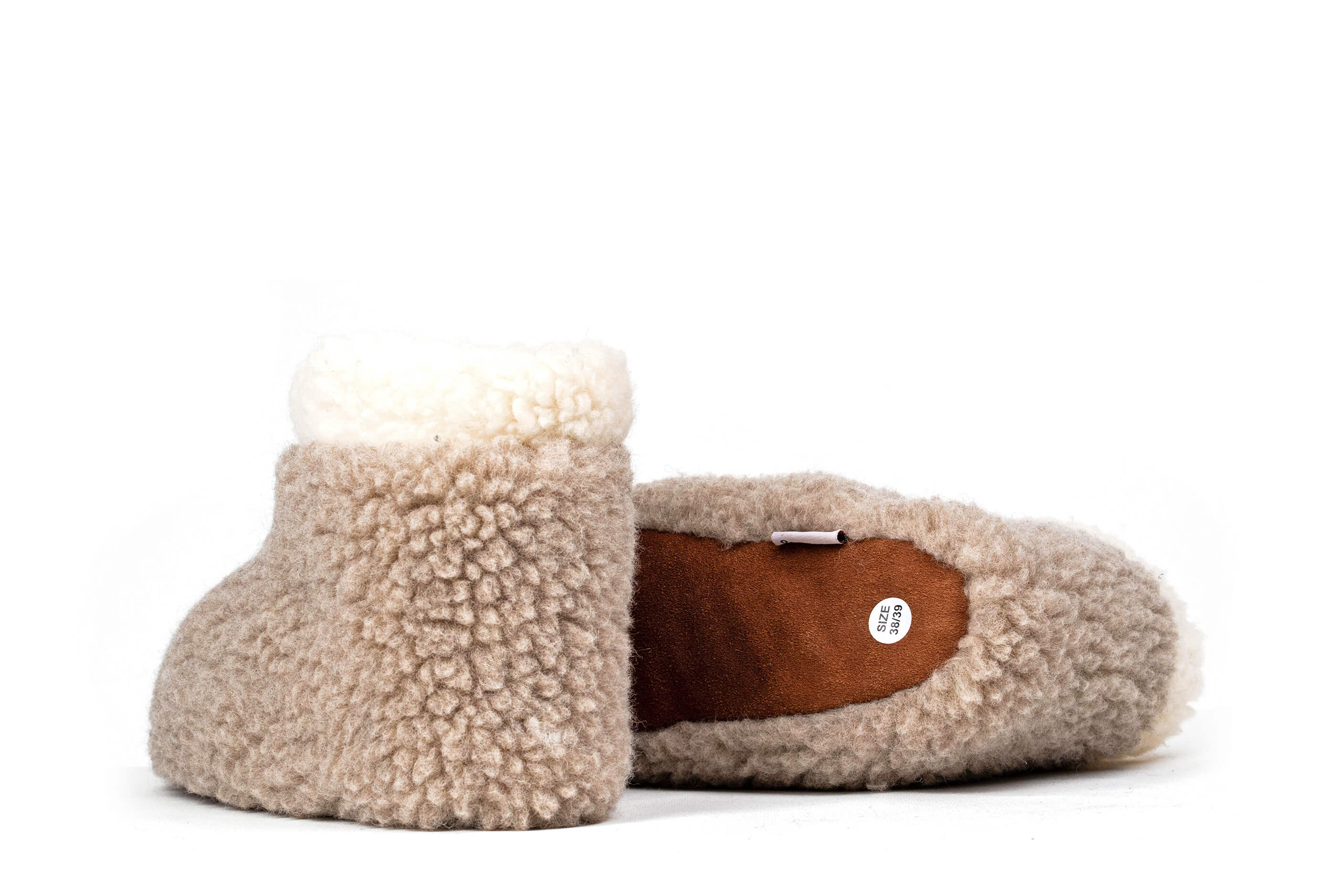 Sherpa Woollen Boots - Inside White /Out Side Light Brown