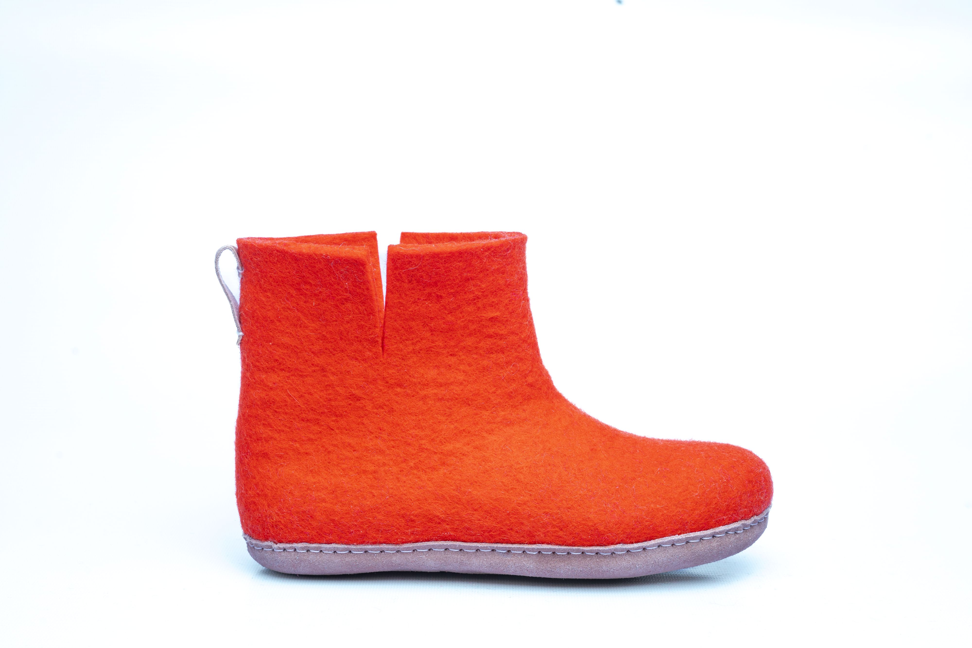 Botas de interior com sola de couro - Laranja