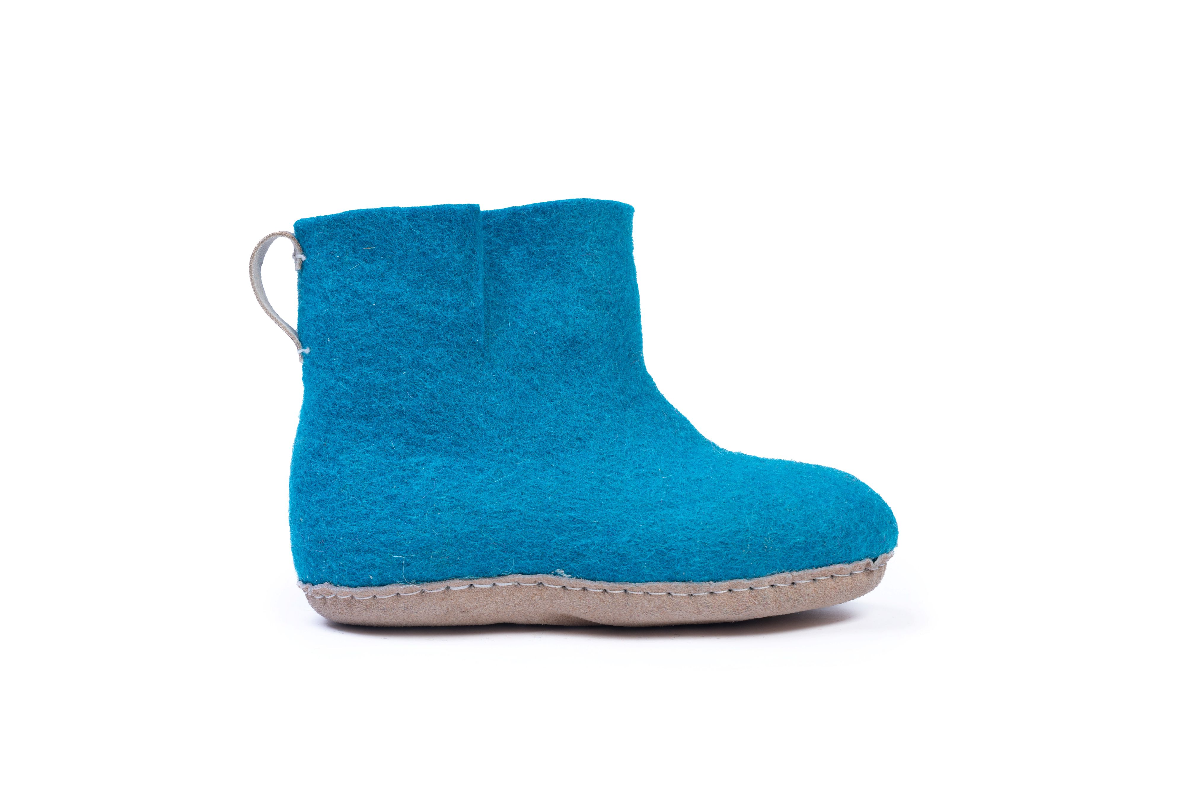 Kinder Indoor Boot Met Leren Zool - Turquoise