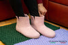 Handmade Indoor Felt Boots With Leather Sole - Baby Pink - Woollyes