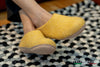 Indoor Open Heel Slippers With Leather Sole - Mustard - Woollyes