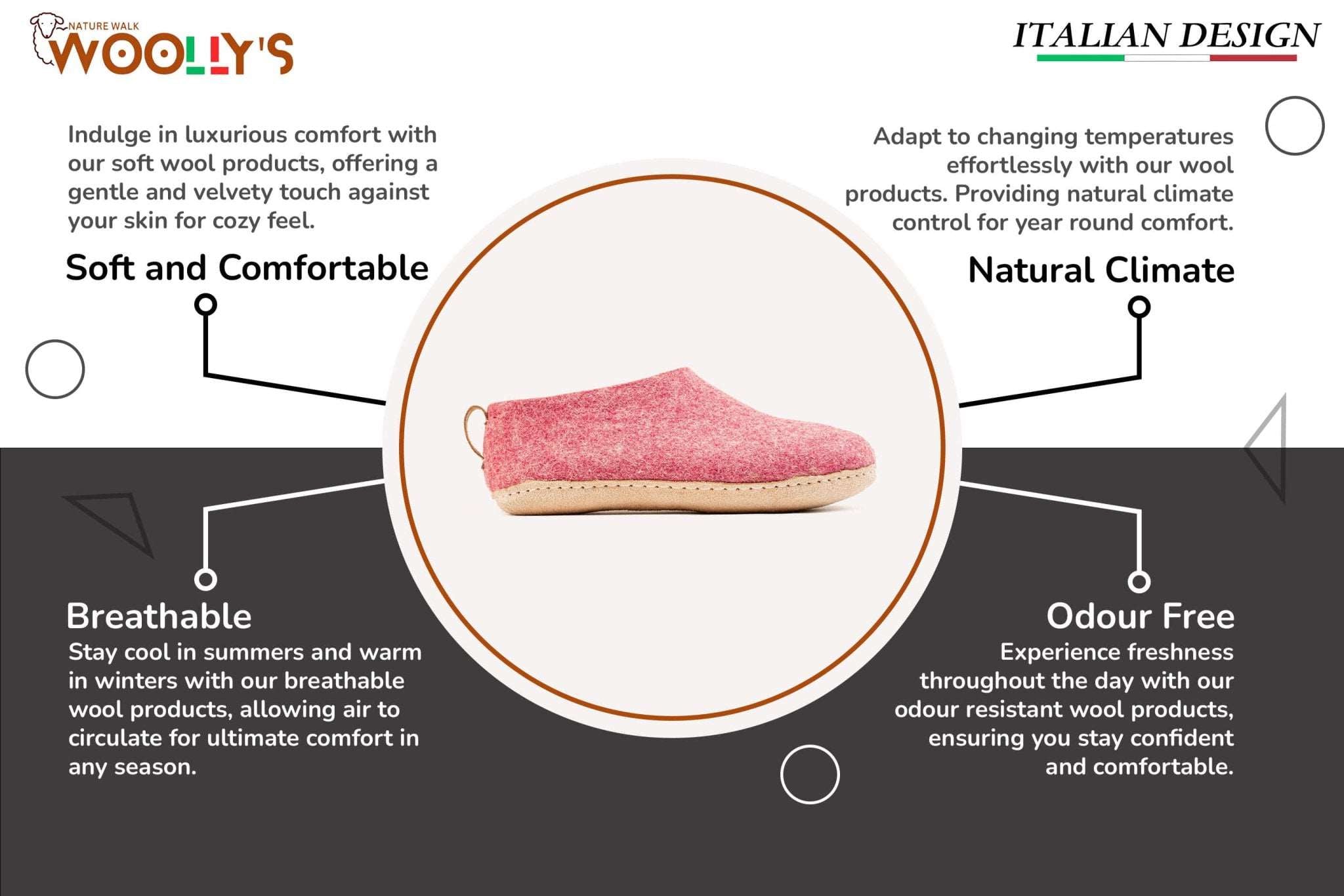 Indoor Shoes With Leather Sole - Cherry Pink - Woollyes