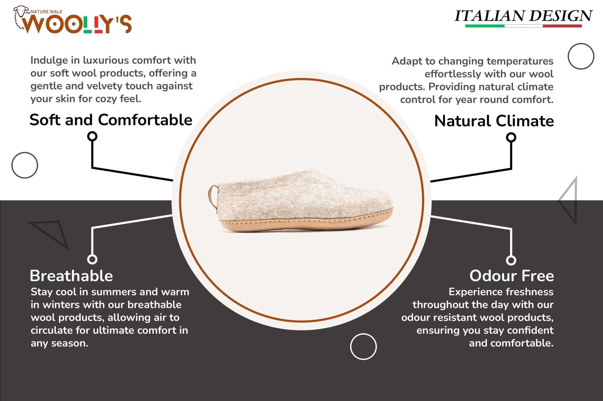 Indoor Shoes With Leather Sole - Light Brown - Woollyes