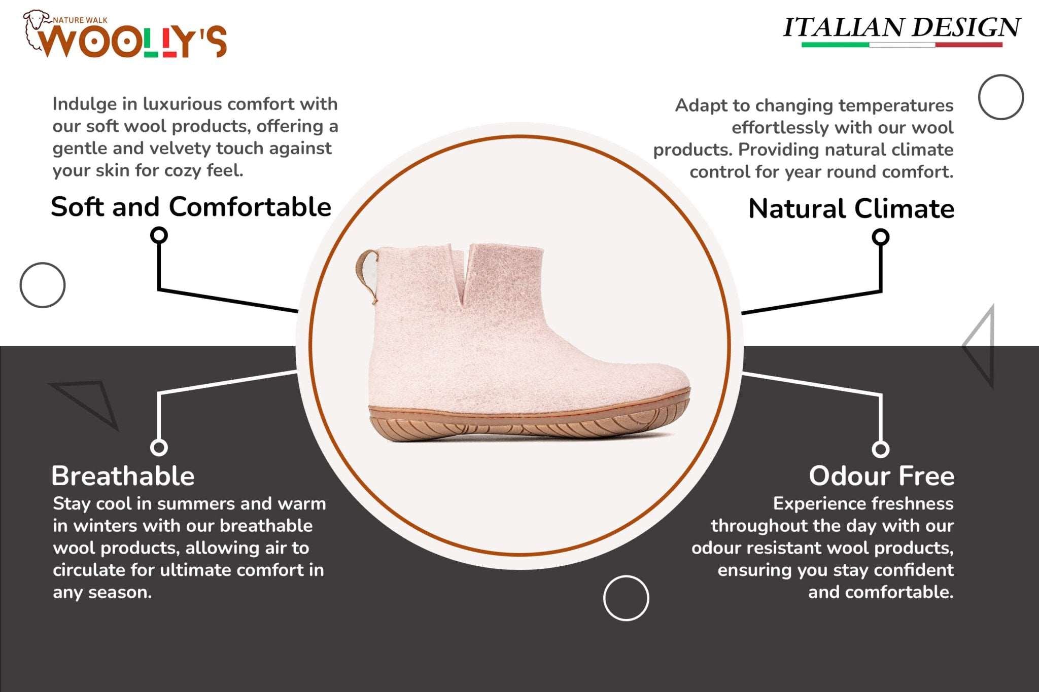 Outdoor Low Boots With Rubber Sole - Baby Pink - Woollyes