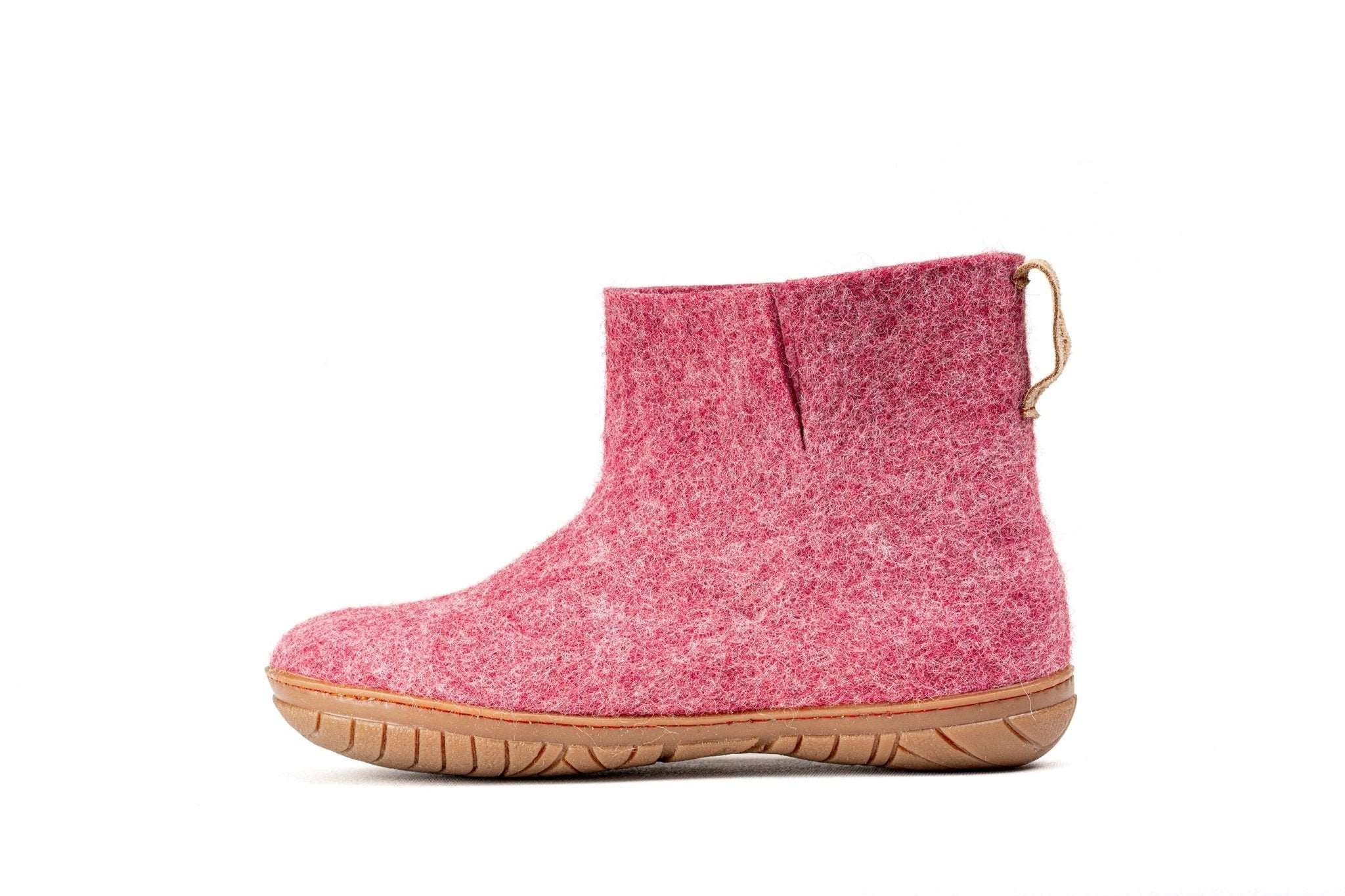 Outdoor Low Boots With Rubber Sole - Cherry Pink - Woollyes