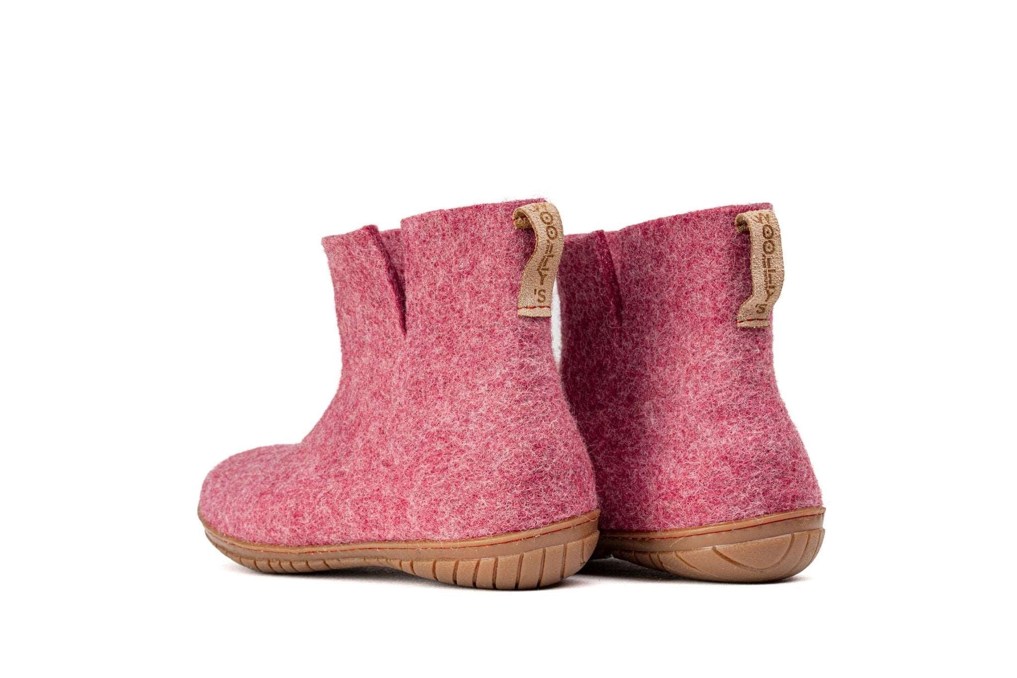 Outdoor Low Boots With Rubber Sole - Cherry Pink - Woollyes