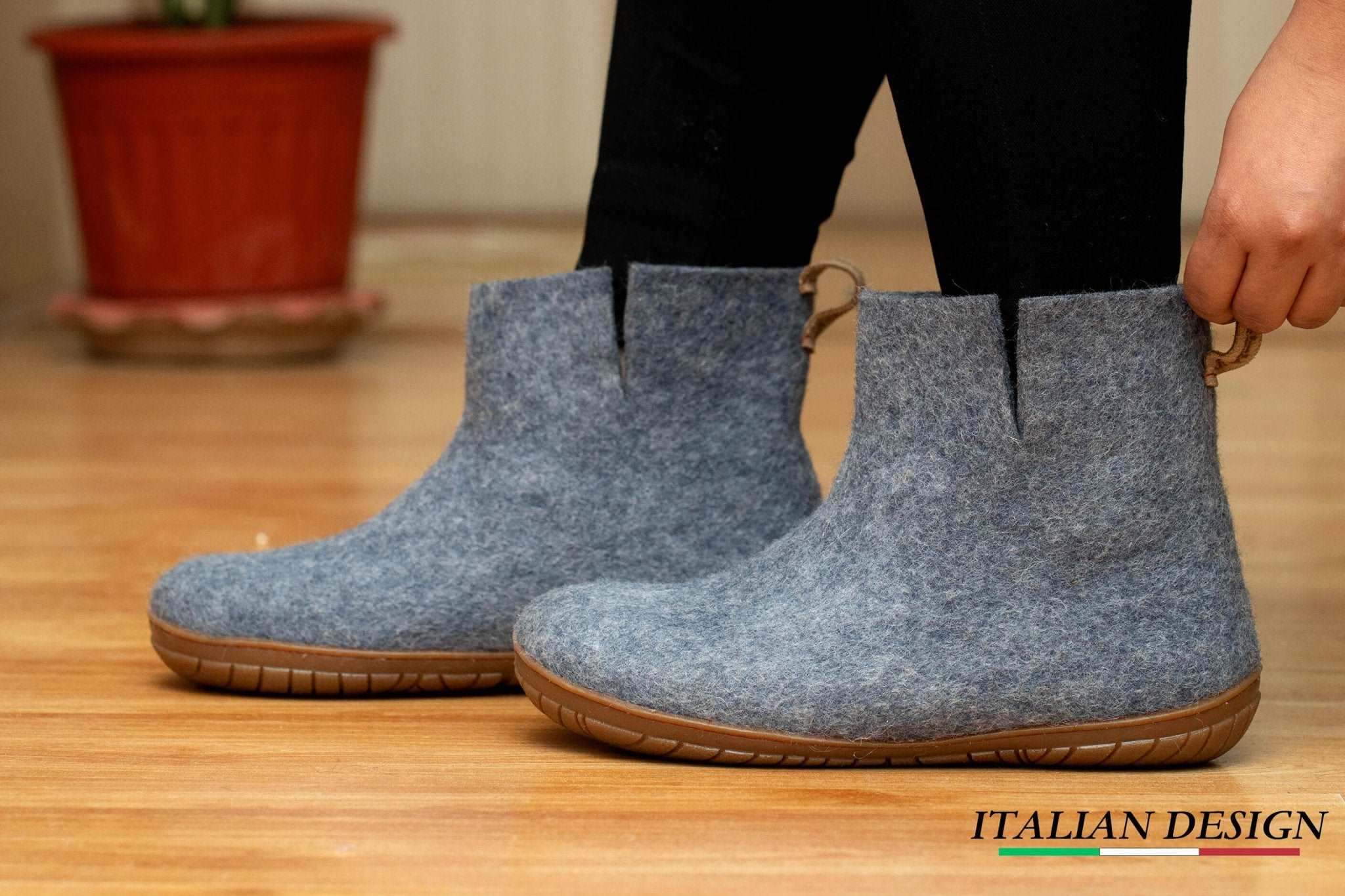 Outdoor Low Boots With Rubber Sole - Denim - Woollyes