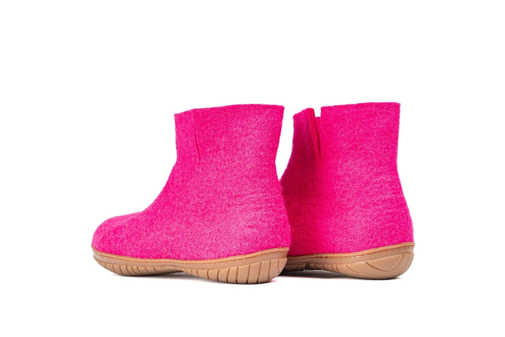 Outdoor Low Boots With Rubber Sole - Fuchsia - Woollyes