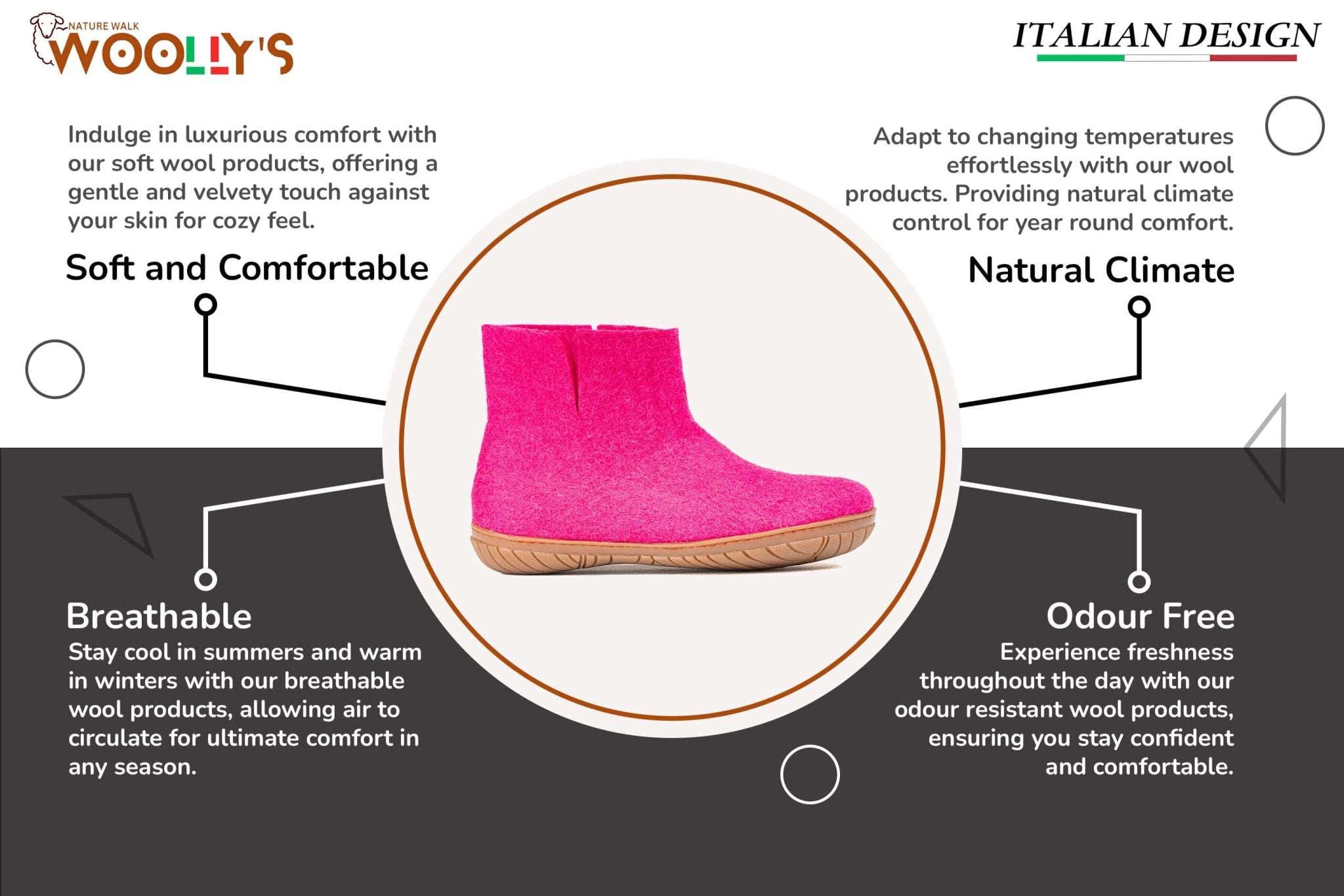Outdoor Low Boots With Rubber Sole - Fuchsia - Woollyes
