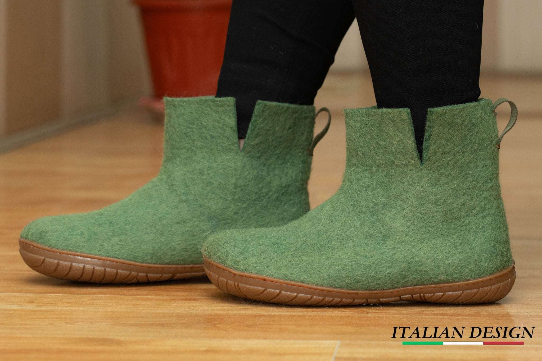 Outdoor Low Boots With Rubber Sole - Green - Woollyes